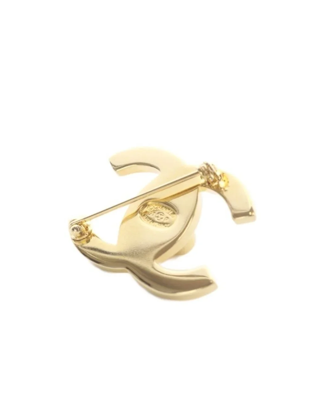 Chanel CC Logo Turnlock Brooch Gold